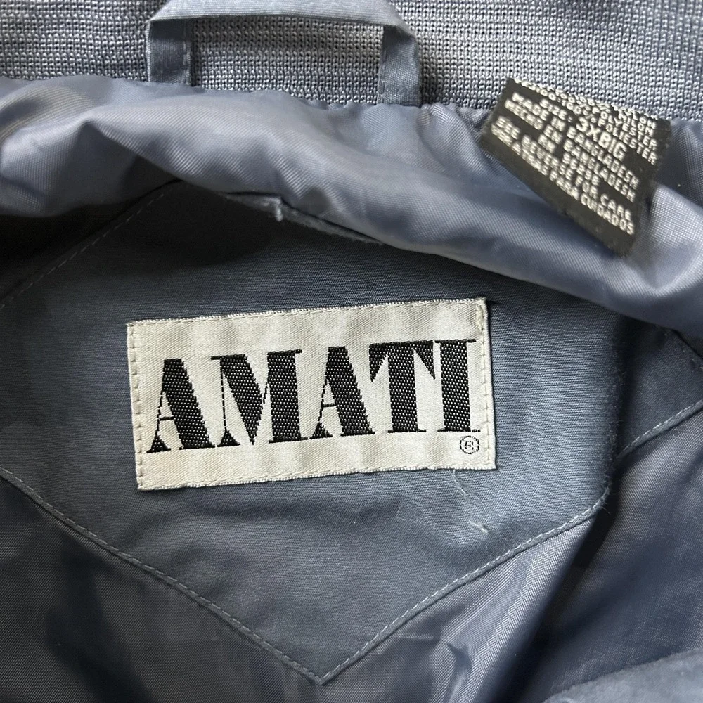 Vintage Amati Jacket Mens Big 3X Gray Bomber Elastic Waist Zip Lined Windbreaker